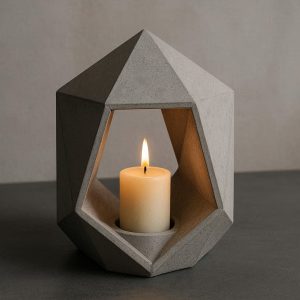 10 Modern Geometric Concrete Candle Lamp