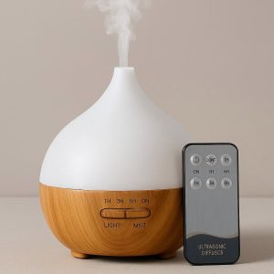 Ultrasonic Diffuser with Wood Base and Remote