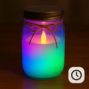 Color Changing LED Candle Jar Lamp with Timer